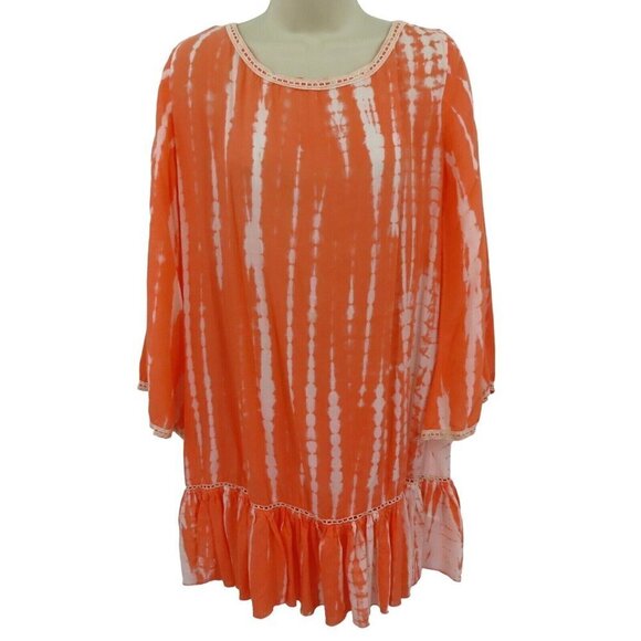 Saks Fifth Avenue Other - Saks Fifth Avenue Women Large Orange Tie Dye Tassel Open Back Swim Coverup Dress